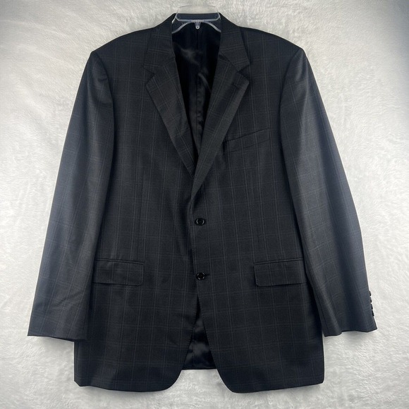 Canali Sport Coat Men’s 56L Jacket Italian Wool Blazer Striped Black Gray